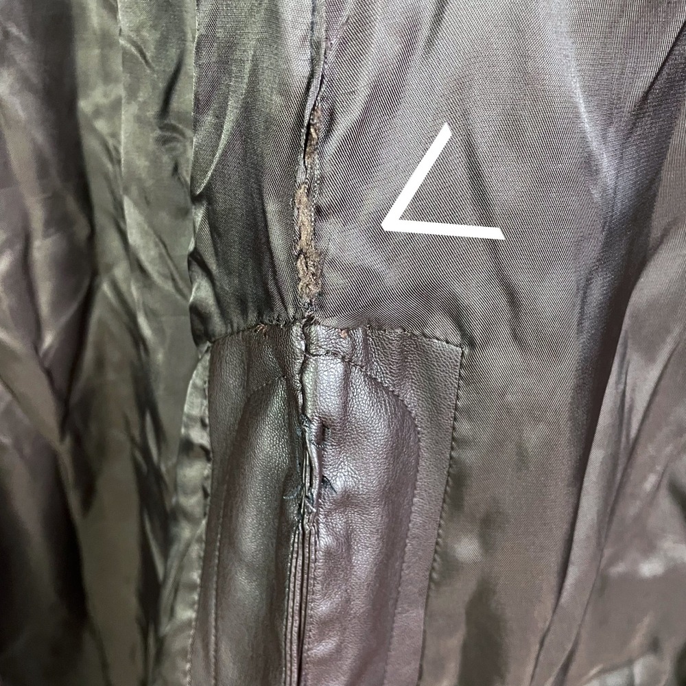 Osman Yousefzada Faux Leather Trench Coat Long Belted Brown‎ Vegan Sz 10 - Picture 16 of 16